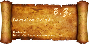 Bartalos Zoltán névjegykártya